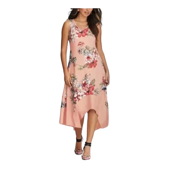 Monroe & Main Dresses & Skirts - Monroe & Main Blush Peach Floral Summer Stretchy Casual Resort Cruise Day Dress